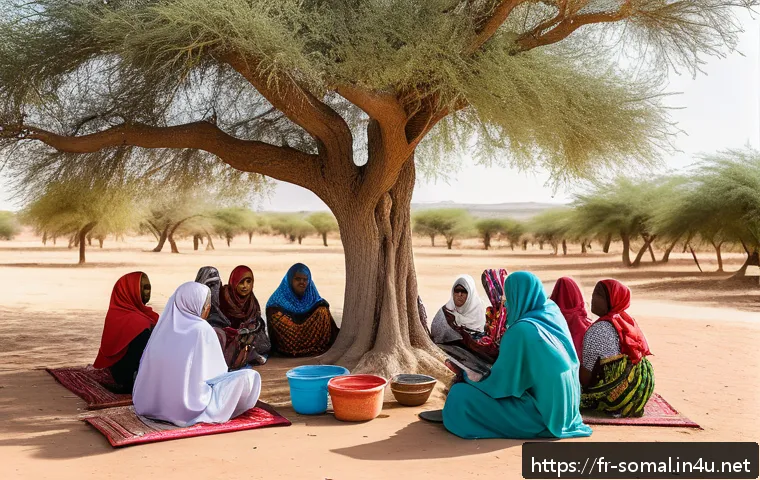 소말릴란드에서 자원봉사로 할 수 있는 일 - A vibrant community workshop scene in rural Somaliland showing a diverse group of local men and wome...