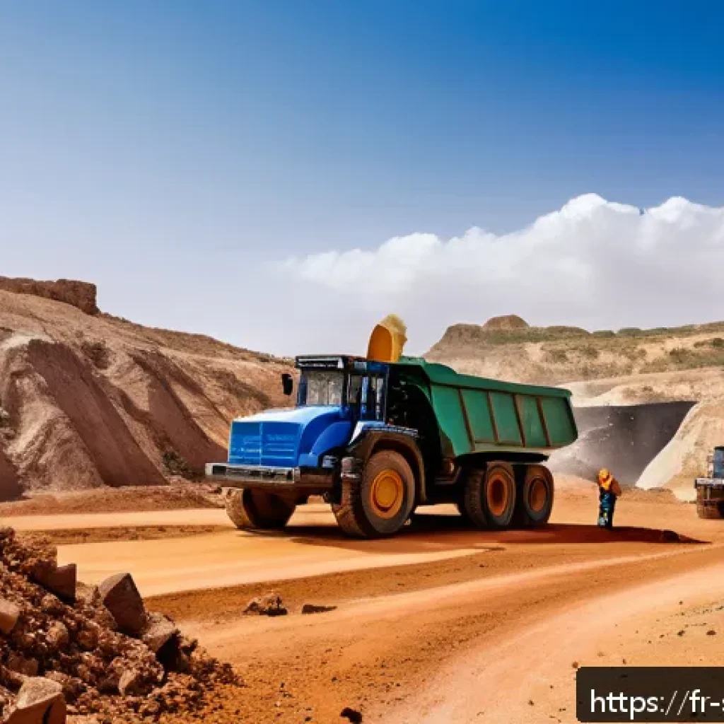 소말릴란드의 천연 자원 - A vibrant mining site in Somaliland showcasing modern extraction technologies amid a semi-arid lands...
