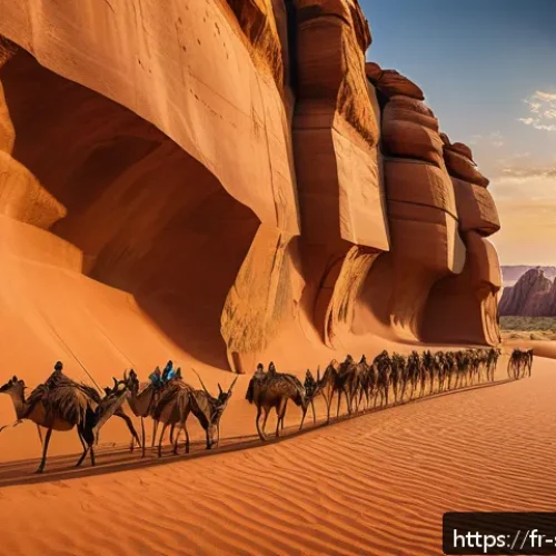 Home 17 라스 게엘 암각화 - A detailed panoramic view of the Tassili n’Ajjer rock formations at sunset, showcasing ancient prehi...